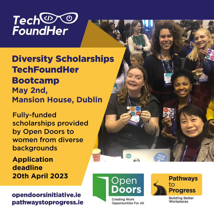 Open Doors announces fully-funded Diversity Scholarships for TechFoundHer bootcamp on May 2nd